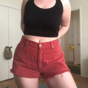 Red Levi’s 478 Cut Off Shorts